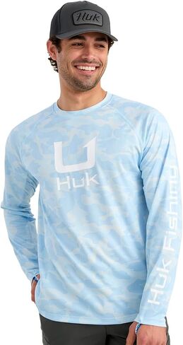 HUK Mens Icon Crew, Long-Sleeve Performance Fishing Shirt in Saudi Arabia