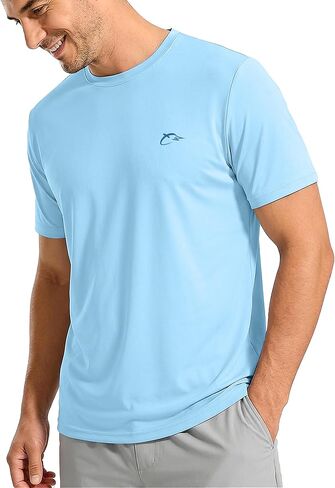 FISHEAL Men's UPF 50+ Sun Protection Shirts, Quick Dry Swim Fishing Graphic T-Shirt, Short Sleeve UV Beach Water Rash Guard in Saudi Arabia