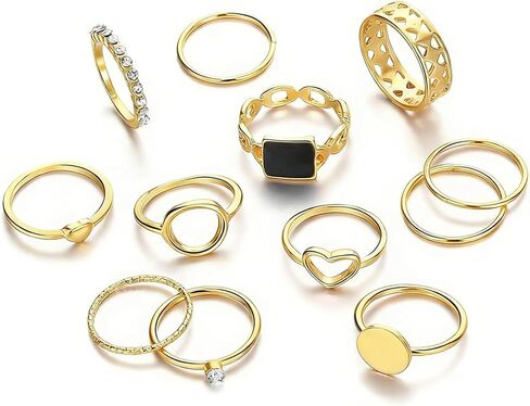 Rrdaily Gold Boho Knuckle Rings Set For Teen Girls Vintage Love Pearl Stackable Dainty Joint Finger Sparkling Dainty Simple Trendy Cross Twist Designs Ring Pack in Saudi Arabia