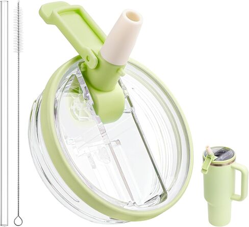 غطاء بديل بغطاء من القش سعة 30 أونصة لكأس ستانلي كوينشر H2.0 وProTour Tumbler، غطاء مانع للتسرب لكوب ستانلي سعة 30 أونصة، مقاوم للانسكاب (كريمي) in Kuwait