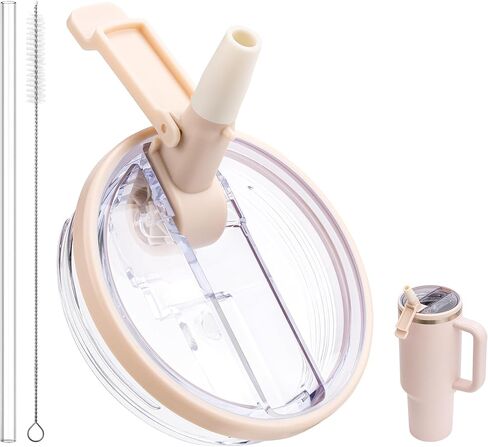 30 oz Flip Straw Lid Replacement for Stanley Quencher H2.0 and ProTour Tumbler, Leak Proof Lid for 30 oz Stanley Cup, Spill Proof(Cream) in Saudi Arabia