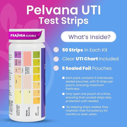 اختبارات Pelvana Vaginal pH + UTI - التمييز بين عدوى BV والخميرة + مراقبة عدوى المسالك البولية - مجموعة اختبار سهلة الاستخدام في المنزل in Kuwait