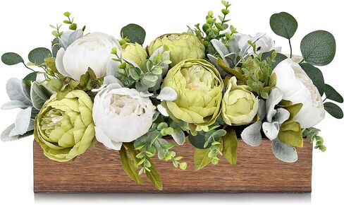 Flower Table Centerpieces for Wedding Pre-Made Artificial Peony Hydrangea Dining Table Decorations Wood Tray with Fake Flowers for Living Room Office Bar Kitchen Table(Pink) in Saudi Arabia