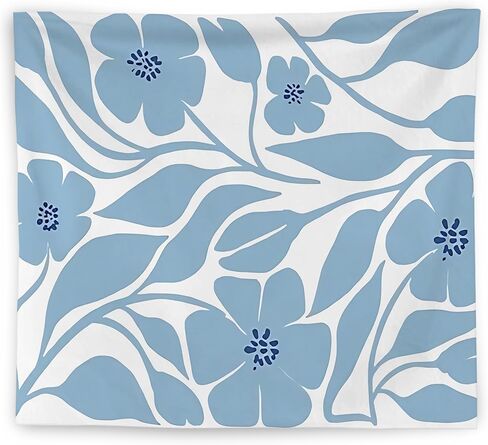 WNAGT Boho Abstract Blue Floral Tapestry Wall Hanging, Minimalist Mid Century Modern Boho Flower Botanical Wall Blanket Decor for Home Living Room Girls Bedroom Dorm, 50x60 Inch in Saudi Arabia