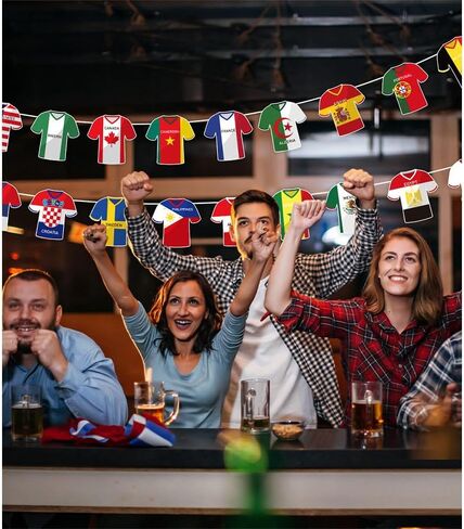 2026 World Cup Soccer Jersey Flag Bunting Banner, 49 Pcs International Country String Flags Garland Merchandise for Sports Themed Parties, Olympic, Events in Saudi Arabia