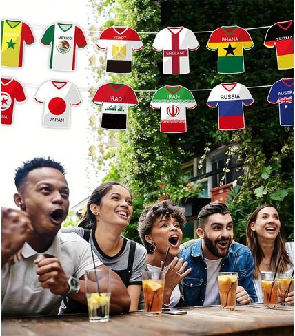 2026 World Cup Soccer Jersey Flag Bunting Banner, 49 Pcs International Country String Flags Garland Merchandise for Sports Themed Parties, Olympic, Events in Saudi Arabia