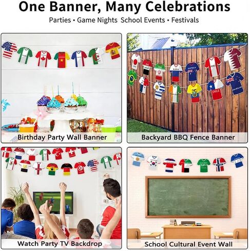 2026 World Cup Soccer Jersey Flag Bunting Banner, 49 Pcs International Country String Flags Garland Merchandise for Sports Themed Parties, Olympic, Events in Saudi Arabia
