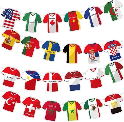 2026 World Cup Soccer Jersey Flag Bunting Banner, 49 Pcs International Country String Flags Garland Merchandise for Sports Themed Parties, Olympic, Events in Saudi Arabia