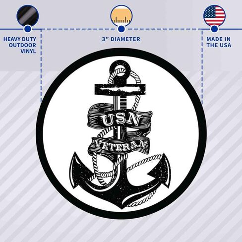 VetFriends.com US Navy Veteran Pride Black and White Sticker Decal with Anchor Graphic Quantity of (2) in Saudi Arabia