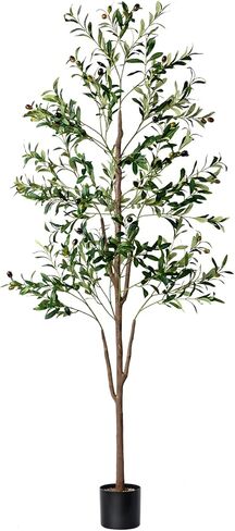 Olive Tree, 6FT Tall Faux Olive Tree with Moss and Planter, Olive Trees Artificial Indoor with Realistic Wood Trunk and Lifelike Fruits, Fake Olive Tree for Home Office Living Room Decor in Saudi Arabia