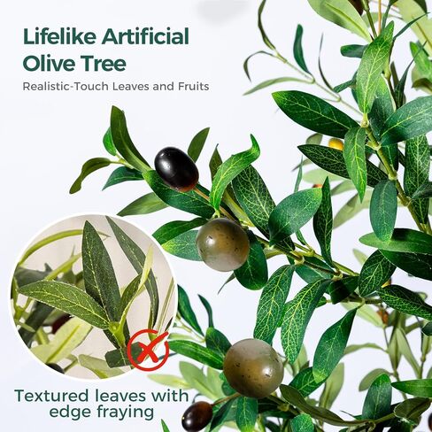 Olive Tree, 6FT Tall Faux Olive Tree with Moss and Planter, Olive Trees Artificial Indoor with Realistic Wood Trunk and Lifelike Fruits, Fake Olive Tree for Home Office Living Room Decor in Saudi Arabia