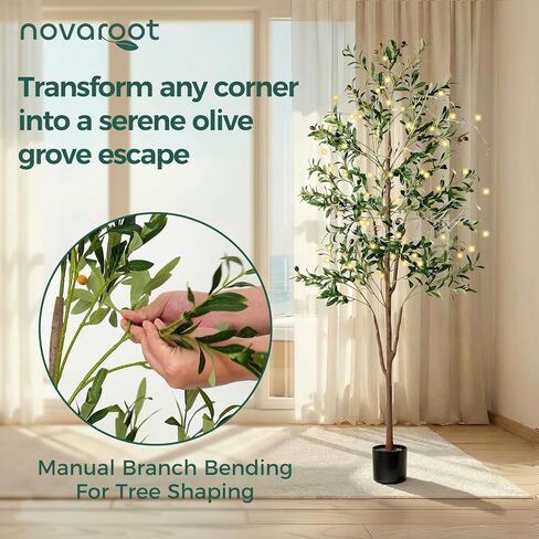 Olive Tree, 6FT Tall Faux Olive Tree with Moss and Planter, Olive Trees Artificial Indoor with Realistic Wood Trunk and Lifelike Fruits, Fake Olive Tree for Home Office Living Room Decor in Saudi Arabia