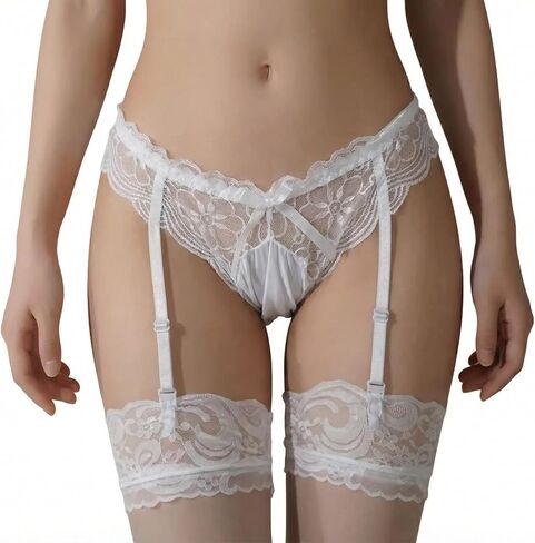 Sissy Panties with Garters and Stocking Femboy Men Lingerie For Cross-dressers Femboy Sissy Pouch Panties Underwear Lace in Saudi Arabia
