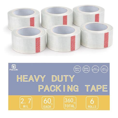 POLYSELLS 2.7 Mil Clear Packing Tape 6 Rolls, 1.88" x 60 Yards Per Roll, Heavy Duty Sealing Tape for Moving, Packaging, Storage & Industrial Sealing in Kuwait