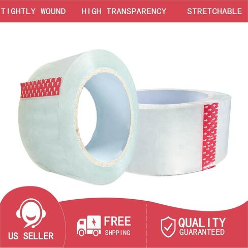 POLYSELLS 2.7 Mil Clear Packing Tape 6 Rolls, 1.88" x 60 Yards Per Roll, Heavy Duty Sealing Tape for Moving, Packaging, Storage & Industrial Sealing in Kuwait