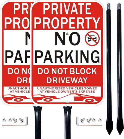 2Pack Private Property No Parking Do not Block Driveway Sign, 14x10 Inches Violators Will Be Towed Away at Vehicle Owner's Expense Signs,Fade Resistant Reflective Aluminum in Saudi Arabia