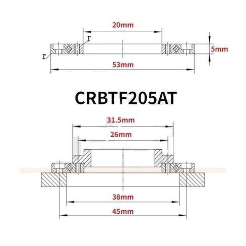 Slewing Bearing CRBTF205AT Inner Diameter 20mm Outer Diameter 53mm Height 5mm in Kuwait
