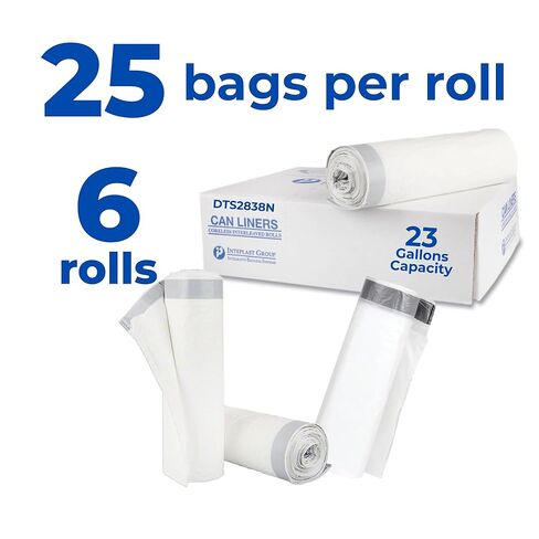 Draw-Tuff Institutional Draw-Tape Can Liners, Drawstring, 23 gal, 1 mil, 38" x 28.5", Natural, 25 Bags/Roll, 6 Rolls/Carton in Saudi Arabia
