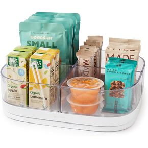 قرص YouCopia MagicTrack المستطيل Lazy Susan الدوار: مخزن المطبخ والحمام، منظم تخزين الخزانة والمنضدة مع دوران 360 درجة، غير قابل للانزلاق، مرقط باللون الأبيض وخالي من مادة BPA in Kuwait