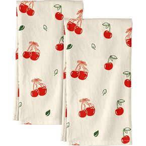 مجموعة مناشف المطبخ من Miss Adola Flour Sack مكونة من 2 - 18x26 مناشف أطباق قطنية مع حلقة تعليق، منشفة شاي قابلة لإعادة الاستخدام لتنظيف مناشف الأطباق الماصة للربيع، ديكور منزلي لطيف، تدفئة المنزل، طيور الليمون in Kuwait