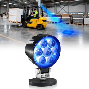 ضوء سلامة الرافعة الشوكية LED ضوء بقعة أزرق مع حامل مغناطيسي، جهد عريض DC10-80V، مقاوم للماء IP68، غطاء من الألومنيوم، تحذير مدمج سهل التركيب لسلامة مستودع الرافعة الشوكية/AGV in Kuwait