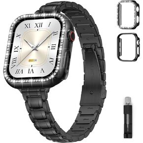 Slim Metal for Apple Watch Bands for Women 40mm,Thin Elegant Stainless Steel Dressy Wristband Business Strap for iWatch Bands with Protective Case Series 6/5/4/SE3/SE2/SE,05-Silver/Gold in Kuwait