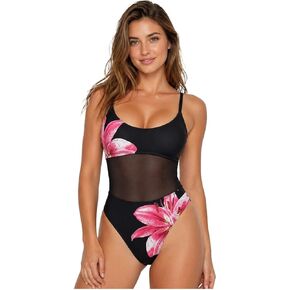 One Piece Floral Tummy Control Swimsuits for Women Mesh Monokini Sexy Bathing Suit Full Coverage Swim Suit in Saudi Arabia