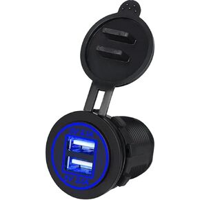 USB 3.0 مقبس شحن سريع 12 فولت إلى 5 فولت 12-24 فولت شاحن موصل مزدوج محول منفذ ضوء الطاقة 1 قطعة (أزرق QC3.0) in Kuwait