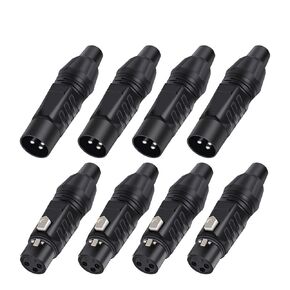 X L R 3 Pin Male Female Snake Plug Audio Microphone Cable Connector Adapters Black 10Pcs(10xD1034F) in Kuwait