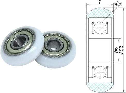 10 Pieces 6x22x6 mm POM Coated Roller BSR60622-6 22 mm Diameter polyacetal Silent Wrapped Wheel 6 * 22 * 6 Door and Window Guide Wheel in Saudi Arabia
