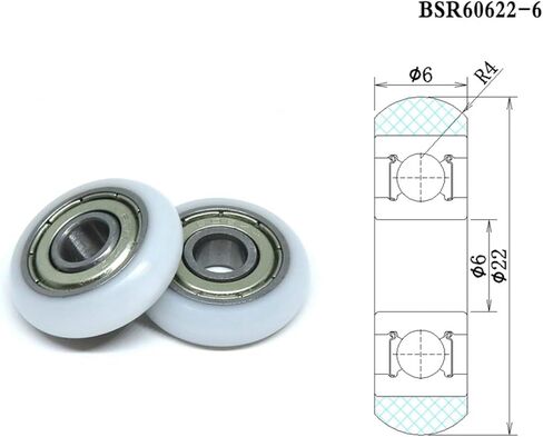 10 Pieces 6x22x6 mm POM Coated Roller BSR60622-6 22 mm Diameter polyacetal Silent Wrapped Wheel 6 * 22 * 6 Door and Window Guide Wheel in Saudi Arabia