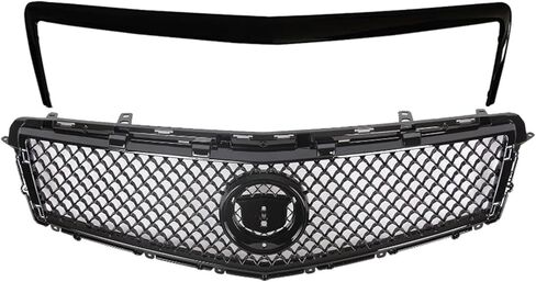 2pcs Front Upper Grille & Trim Molding Chrome Compatible with Cadillac 2013-2014 ATS - Front grille kit (2013-14 Grille chrome) in Saudi Arabia