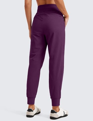 CRZ YOGA Athletic Joggers for Women 27.5" - Lightweight Travel Outdoor Hiking Pants with Pockets Plum Magenta Small in Saudi Arabia