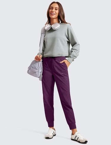 CRZ YOGA Athletic Joggers for Women 27.5" - Lightweight Travel Outdoor Hiking Pants with Pockets Plum Magenta Small in Saudi Arabia