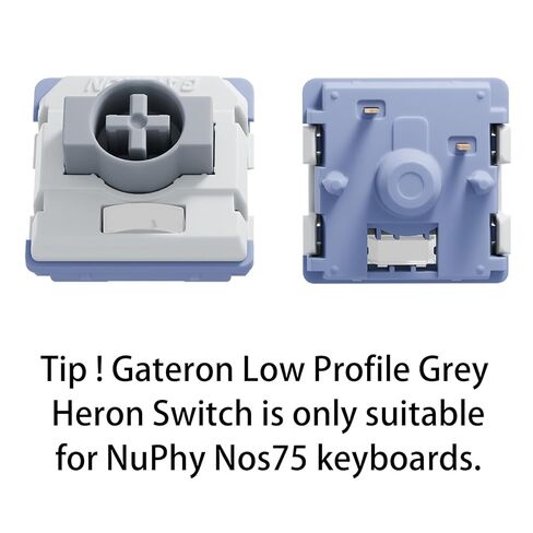 GATERON KS-33 مفاتيح لوحة مفاتيح هيرون رمادية منخفضة المظهر، خط POM كامل 50gf 5 Pin RGB LED مُجهز مسبقًا من المصنع للوحة المفاتيح الميكانيكية NuPhy Nos75 (35 قطعة) in Saudi Arabia
