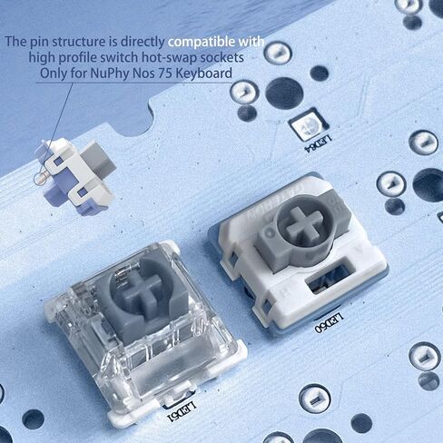 GATERON KS-33 مفاتيح لوحة مفاتيح هيرون رمادية منخفضة المظهر، خط POM كامل 50gf 5 Pin RGB LED مُجهز مسبقًا من المصنع للوحة المفاتيح الميكانيكية NuPhy Nos75 (35 قطعة) in Saudi Arabia