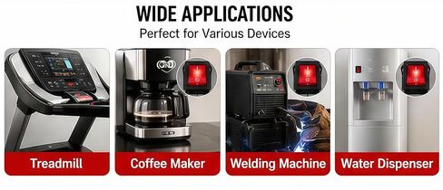 30A 250V Rocker Switch, Heavy Duty DPST 4 Pin ON/Off Lighted Switch, Red Illuminated 120V AC, Snap-in Panel Mount 30x22mm, for Appliance, Treadmill, Coffee Maker (2 Pack) in Saudi Arabia
