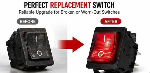 30A 250V Rocker Switch, Heavy Duty DPST 4 Pin ON/Off Lighted Switch, Red Illuminated 120V AC, Snap-in Panel Mount 30x22mm, for Appliance, Treadmill, Coffee Maker (2 Pack) in Saudi Arabia