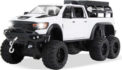 SASBSC 6X6 لعبة شاحنات بيك اب للأولاد من عمر 3 سنوات فما فوق 1/24 دييكاست بيك اب شاحنة لعبة سيارات مع ضوء وصوت ألعاب معدنية نموذج سيارة للأعمار من 3 إلى 12 عامًا لأعياد ميلاد الأطفال (أسود) in Saudi Arabia