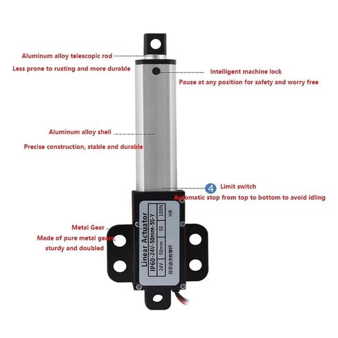 1 قطعة أسطوانة كهربائية صغيرة دفع قضيب محرك دفع خطي صغير DC12V/24 فولت 20-150N محرك ترددي أتمتة عن بعد (8 مم s (70N)، السكتة الدماغية 75 مم، 12 فولت مع) in Saudi Arabia