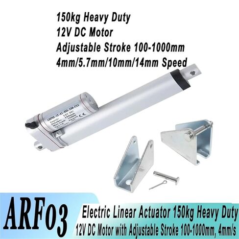 Heavy Duty 150kg Linear Actuator 12V DC, 4mm/s Adjustable Stroke 100-1000mm, IP54 Waterproof with Dual Brackets & T2 Connector(500N 20mm-S,300mm Stroke,24V) in Saudi Arabia