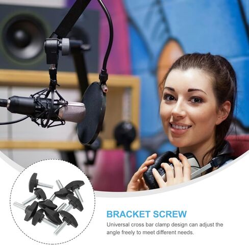 10pcs Microphone Mount Clamp Screws for Stand Mic Clip Screw M8x25-36 Head Diameter Easy Installation Non-slip Grip Universal Fit in Saudi Arabia