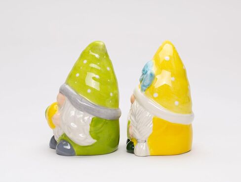 Fine Ceramic Summer Lemon Lime Cool Gnome Couple Salt & Pepper Shakers Set, 3-5/8" H in Saudi Arabia