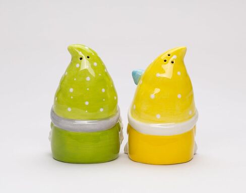 Fine Ceramic Summer Lemon Lime Cool Gnome Couple Salt & Pepper Shakers Set, 3-5/8" H in Saudi Arabia