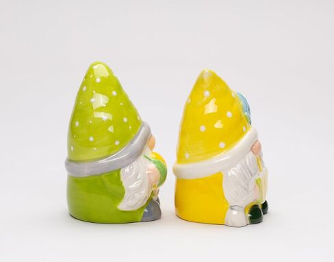 Fine Ceramic Summer Lemon Lime Cool Gnome Couple Salt & Pepper Shakers Set, 3-5/8" H in Saudi Arabia