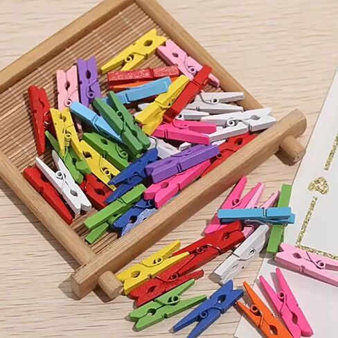50 PCS Mini Wooden Clothes Pegs - Small Clothespins for Drying Clothes & DIY Photo Craft Projects, Multipurpose Tiny Wooden Pegs (Wood color-50pcs) in Saudi Arabia