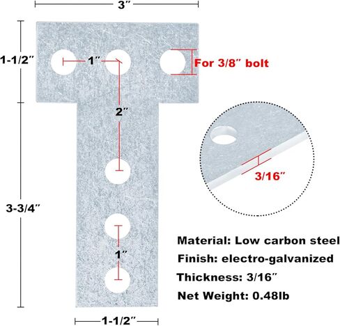 heneng 6 Pcs T Shape Flat Bracket,5-1/4" x 3"Flat Tee Corner Brackets Mending Plate in Saudi Arabia