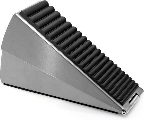 Biaungdo 1 Pack Heavy Duty Door Stopper, Up to 3 Inch Tall Adjustable Spring Loaded Large Door Stopper Wedge Stoppers Stainless Steel Doorstop for Bottom of Door(Brushed Nickel) in Saudi Arabia