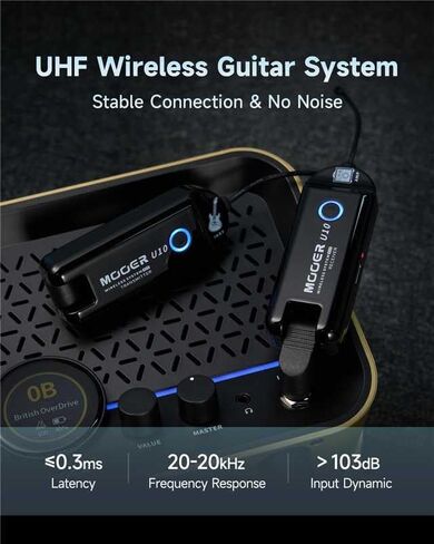 نظام جيتار لاسلكي MOOER U10، جهاز استقبال إرسال جيتار لاسلكي UHF تداخل منخفض مع 4 قنوات للآلات الموسيقية الكهربائية جيتار باس أمبير in Saudi Arabia