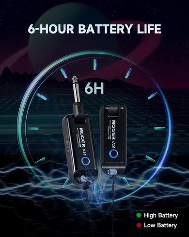 نظام جيتار لاسلكي MOOER U10، جهاز استقبال إرسال جيتار لاسلكي UHF تداخل منخفض مع 4 قنوات للآلات الموسيقية الكهربائية جيتار باس أمبير in Saudi Arabia